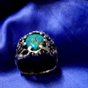 Men's vintage silver and turquoise ring